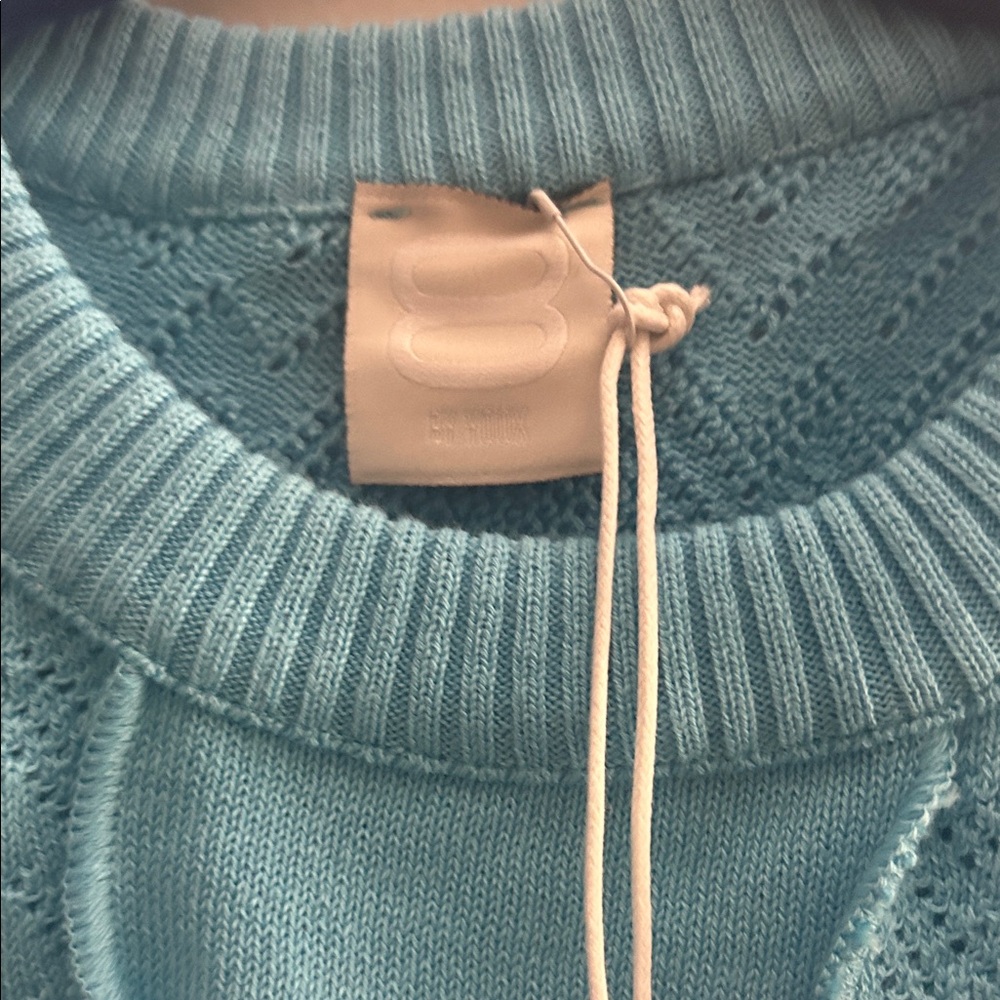 NWT YOOX Sleeveless Knit Crew Sweater Vest in Aqua Blue- XS - Picture 2 of 5